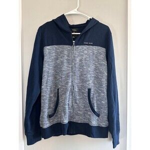 GUESS Zip Up Hoodie Navy Blue/Gray Mens Size M